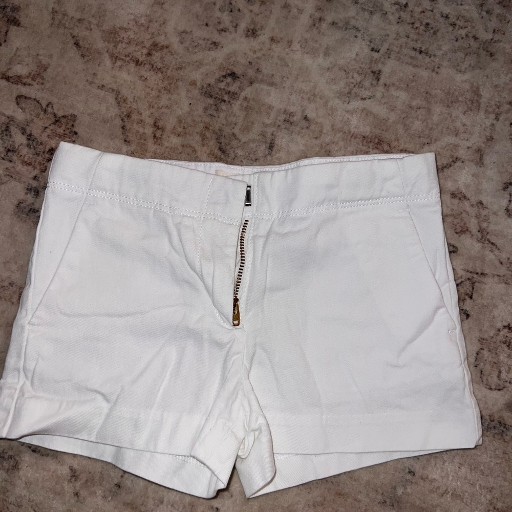 White Shorts with Gold Zipper